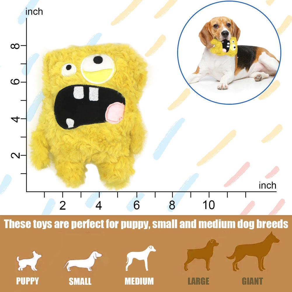 HUGEME squeaker-detail dog toy yellow shows hidden sound feature