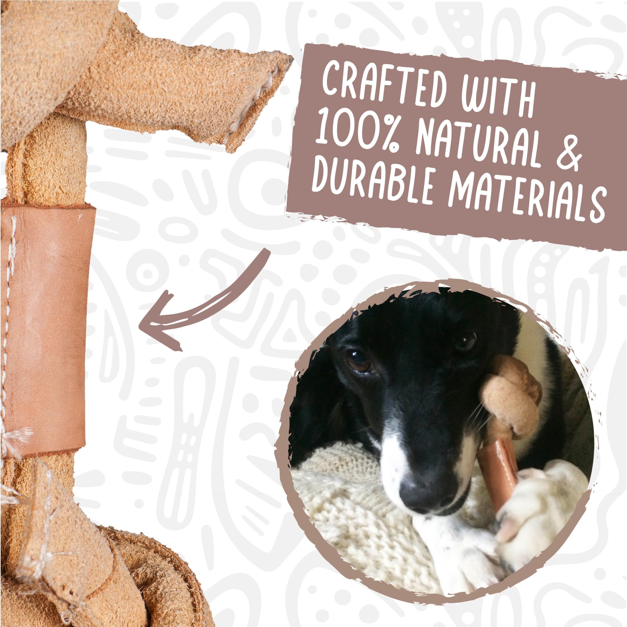 HuggleHounds Huggle-Hide Knotted Bone in action, dog chewing with natural materials