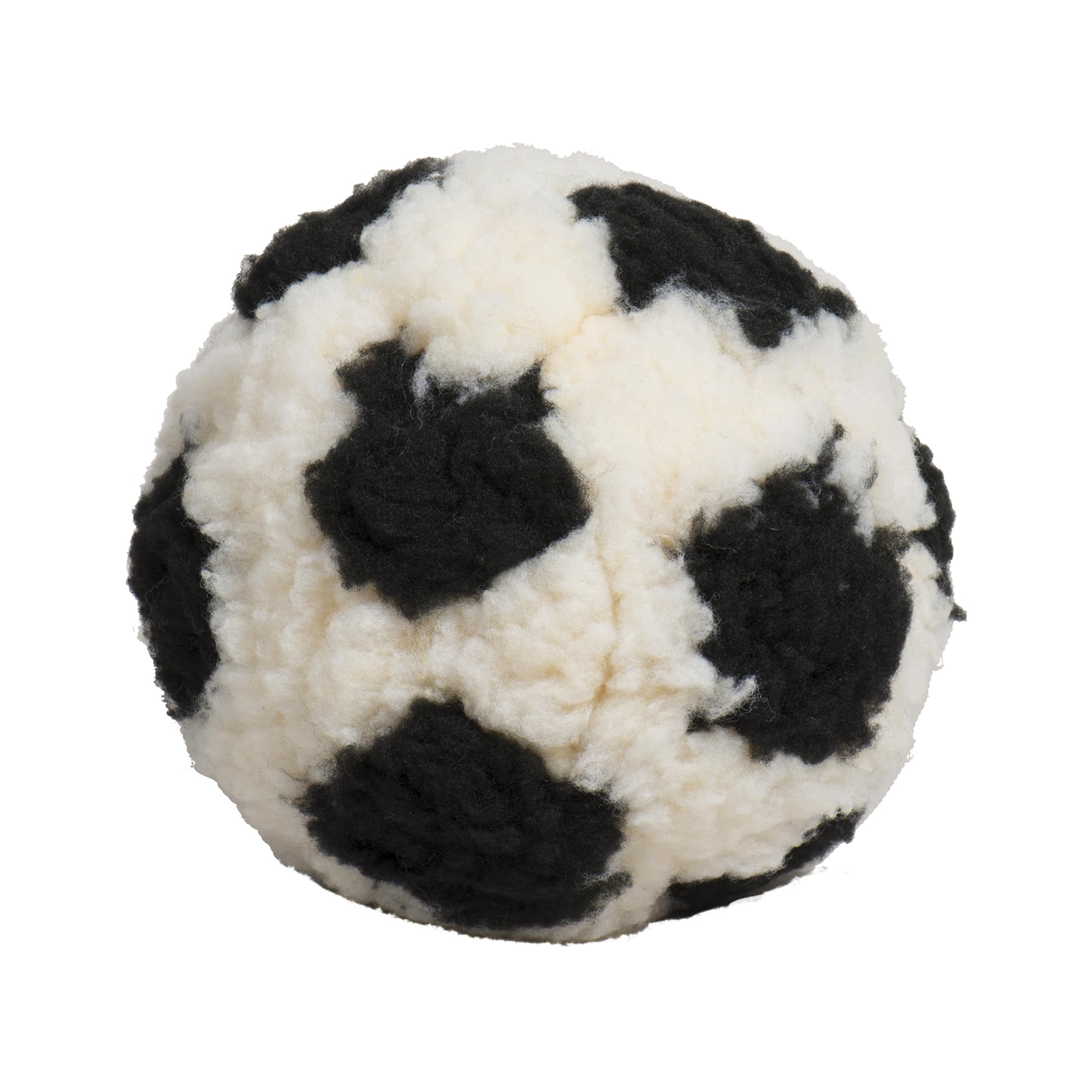 HuggleHounds HuggleFleece plush soccer ball front view, soft plush fetch toy.