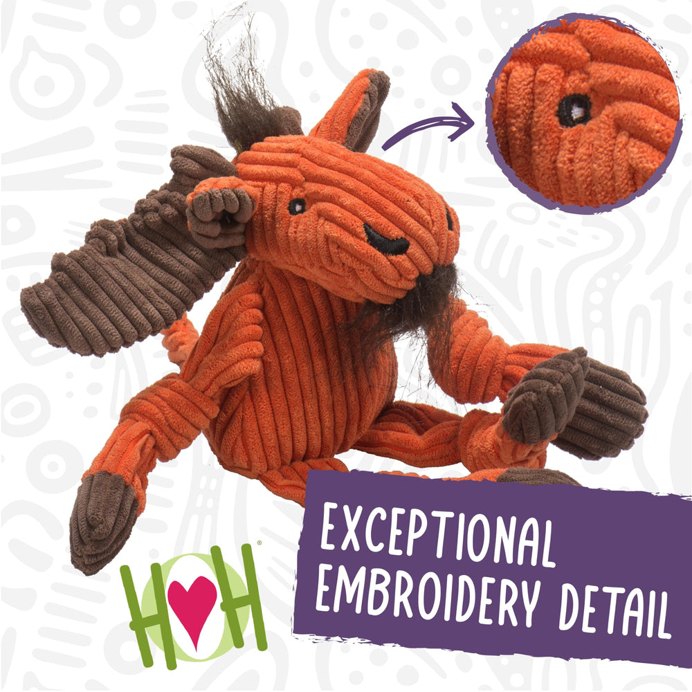 HuggleHounds Knottie Rainbow Trout toy with two squeakers for engaging play.