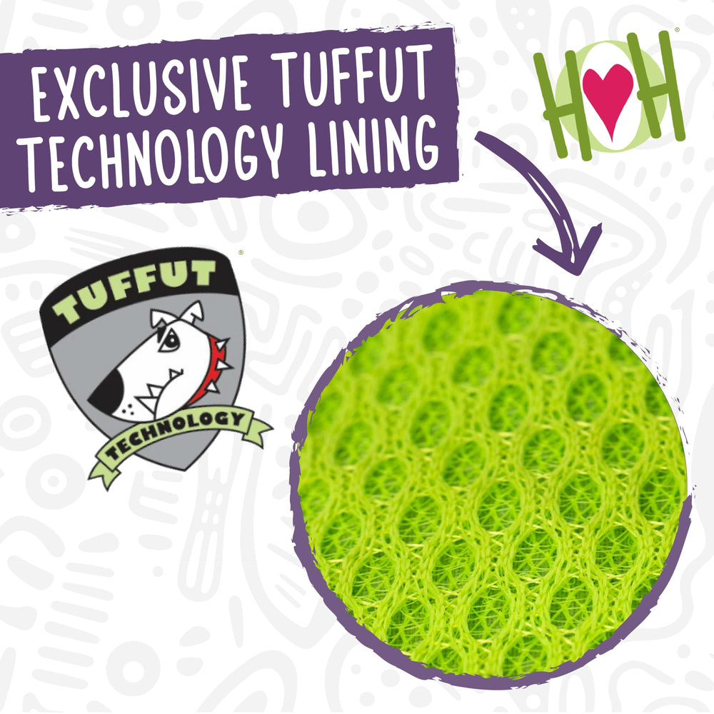 HuggleHounds Knottie Rainbow Trout with Tuffut Technology supports durable playtimes.