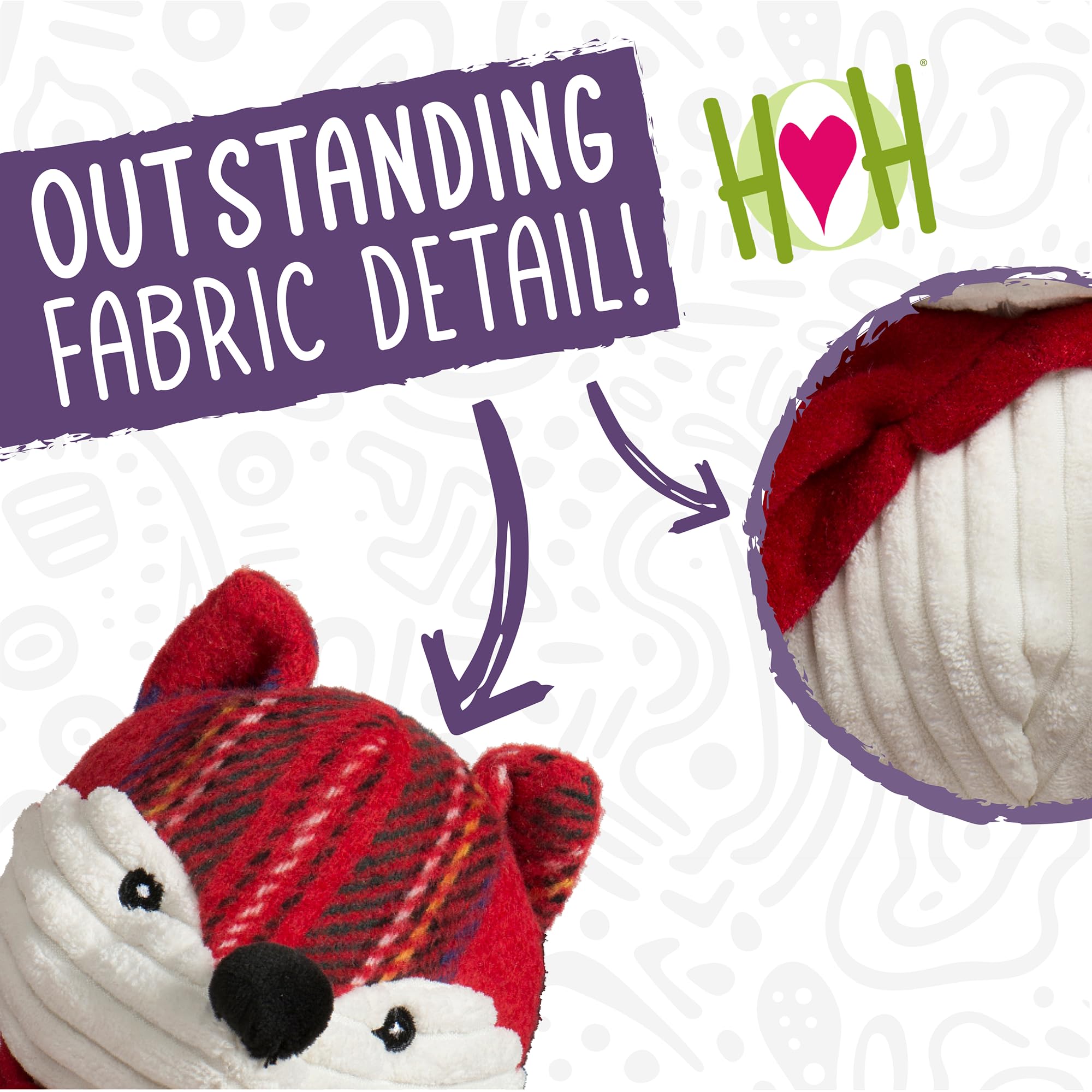 HuggleHounds Knottie Tartan Tidings Fox large tug action showcases interactive play