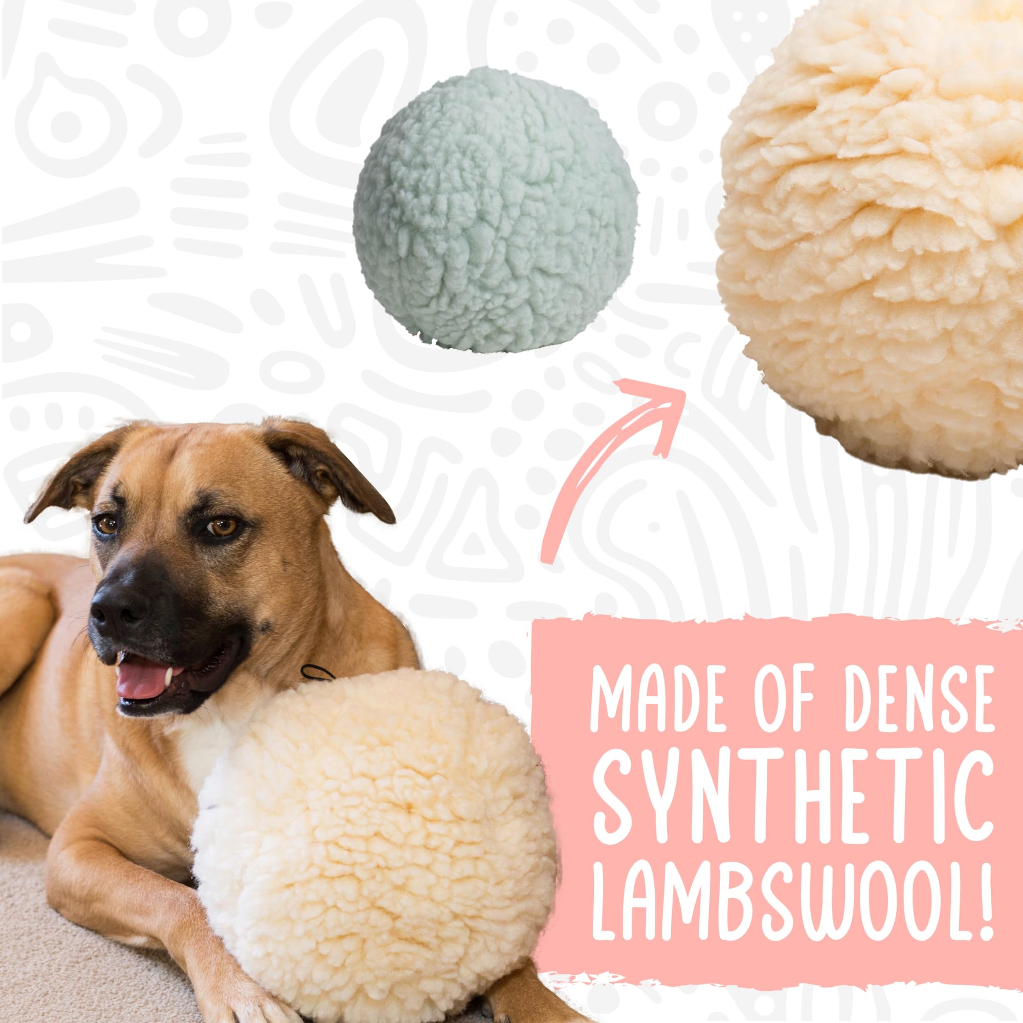 Close-up stitch detail on HuggleHounds plush ball with reinforced seams.