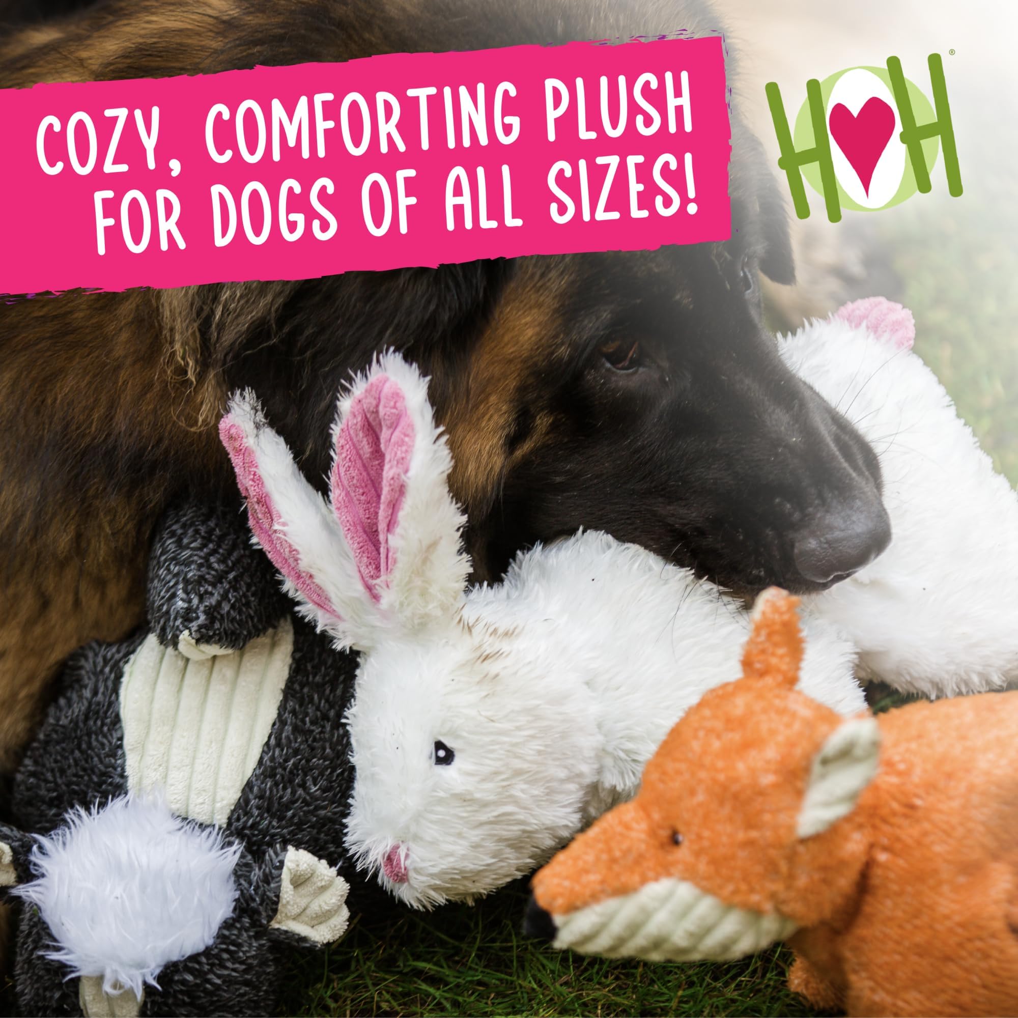 HuggleHounds Squooshie Fox squeaker engages dogs for lively interactive playtime.
