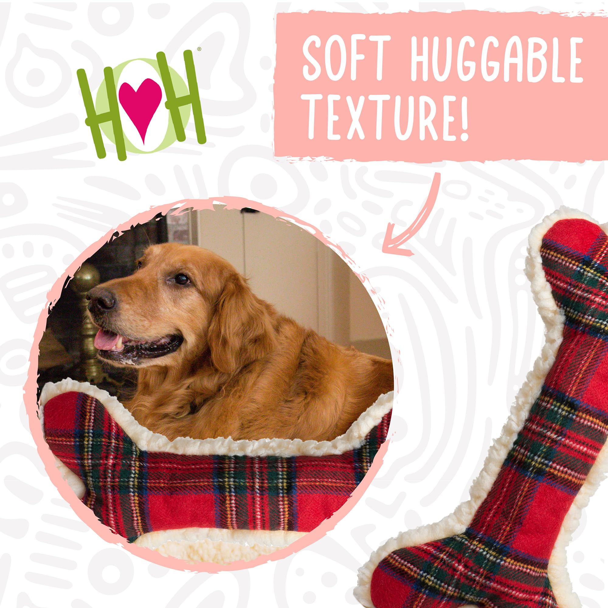 HuggleHounds Tartan Tidings durable seams support tough play without tearing.
