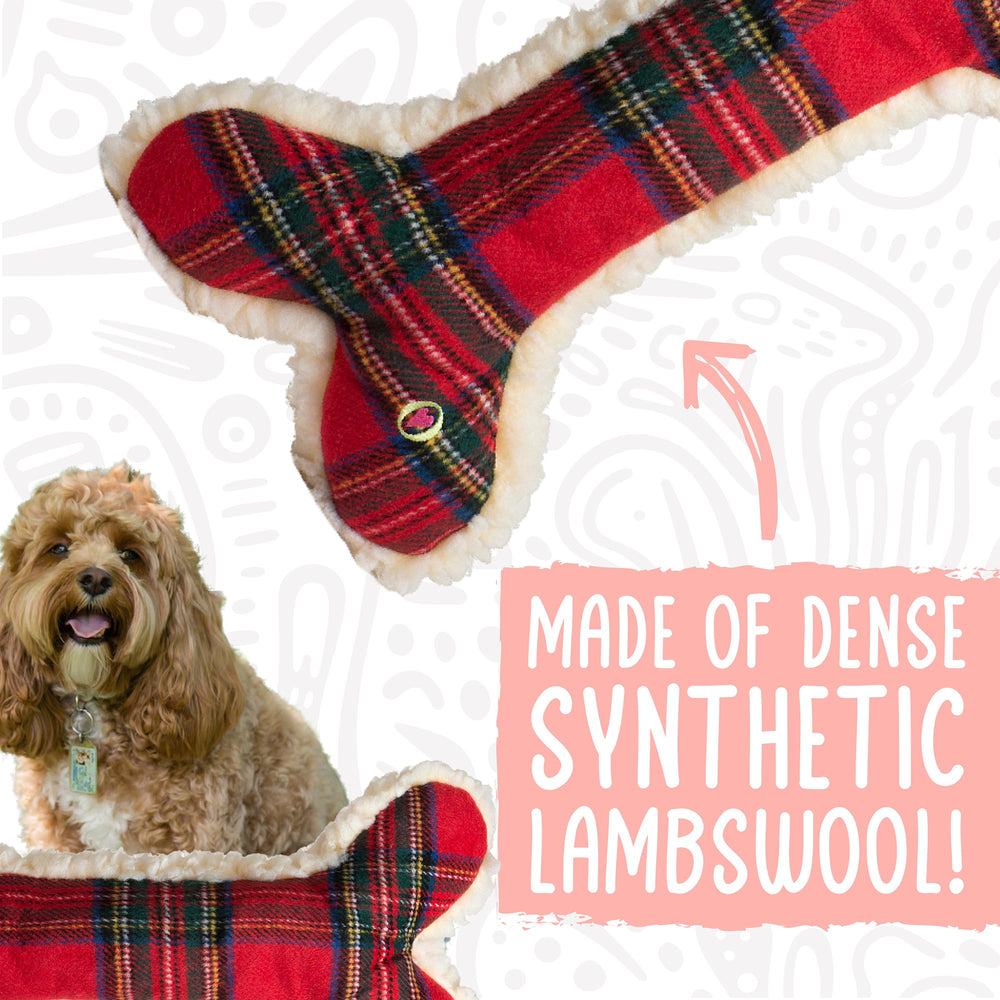 HuggleHounds Tartan Tidings washable and fast-drying for easy cleanup.