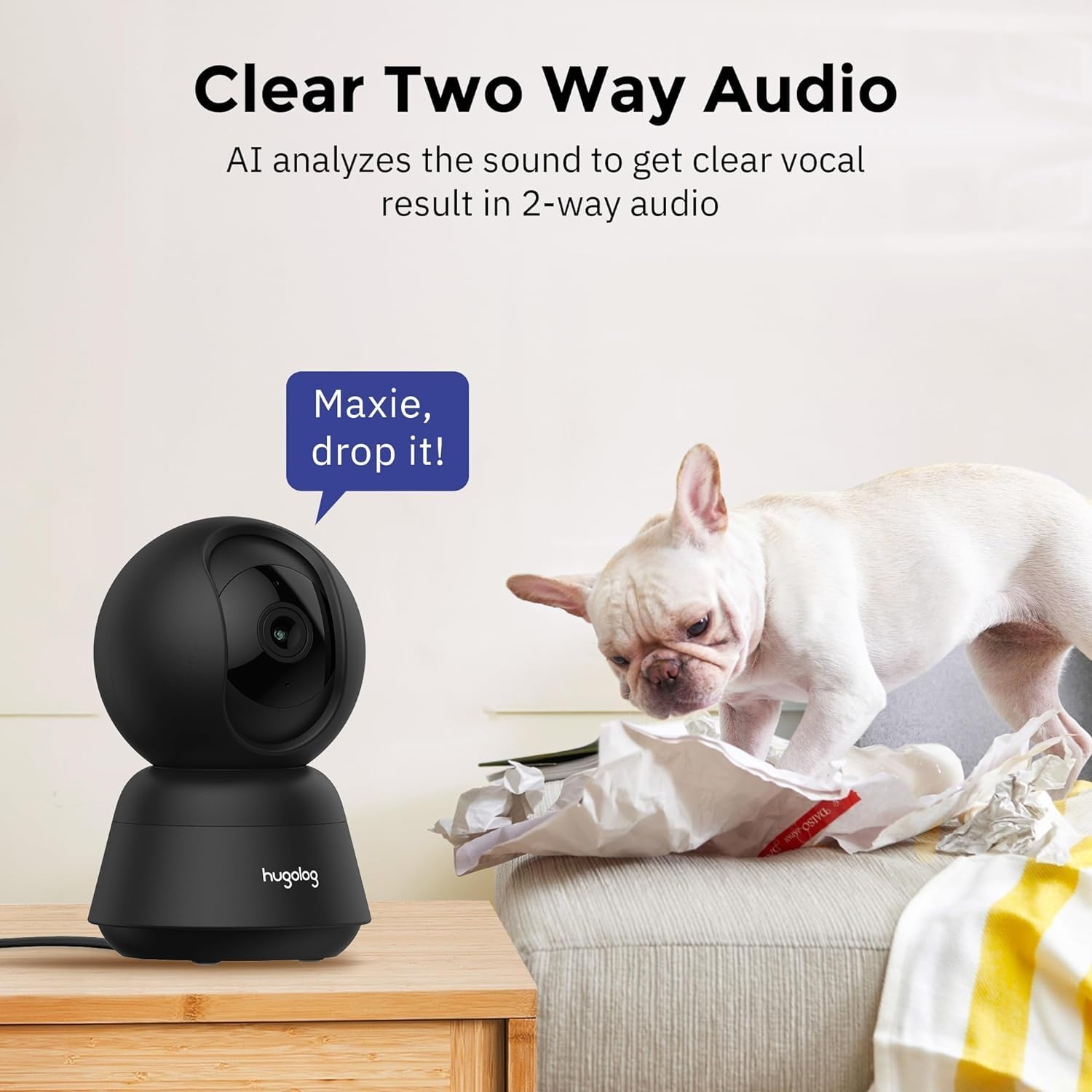 Hugolog 3K 5MP AI detection alerts reduce false notifications while monitoring.