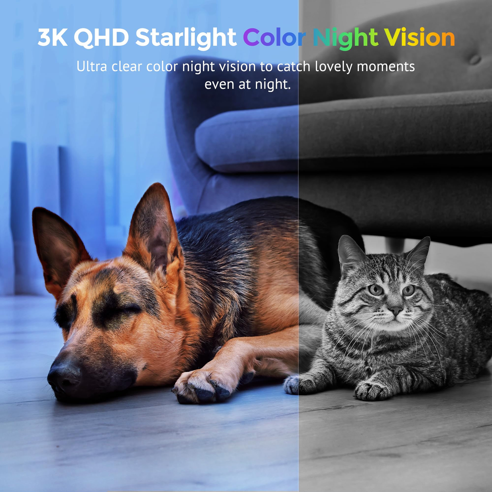 Hugolog 3K 5MP cloud storage keeps footage securely accessible.