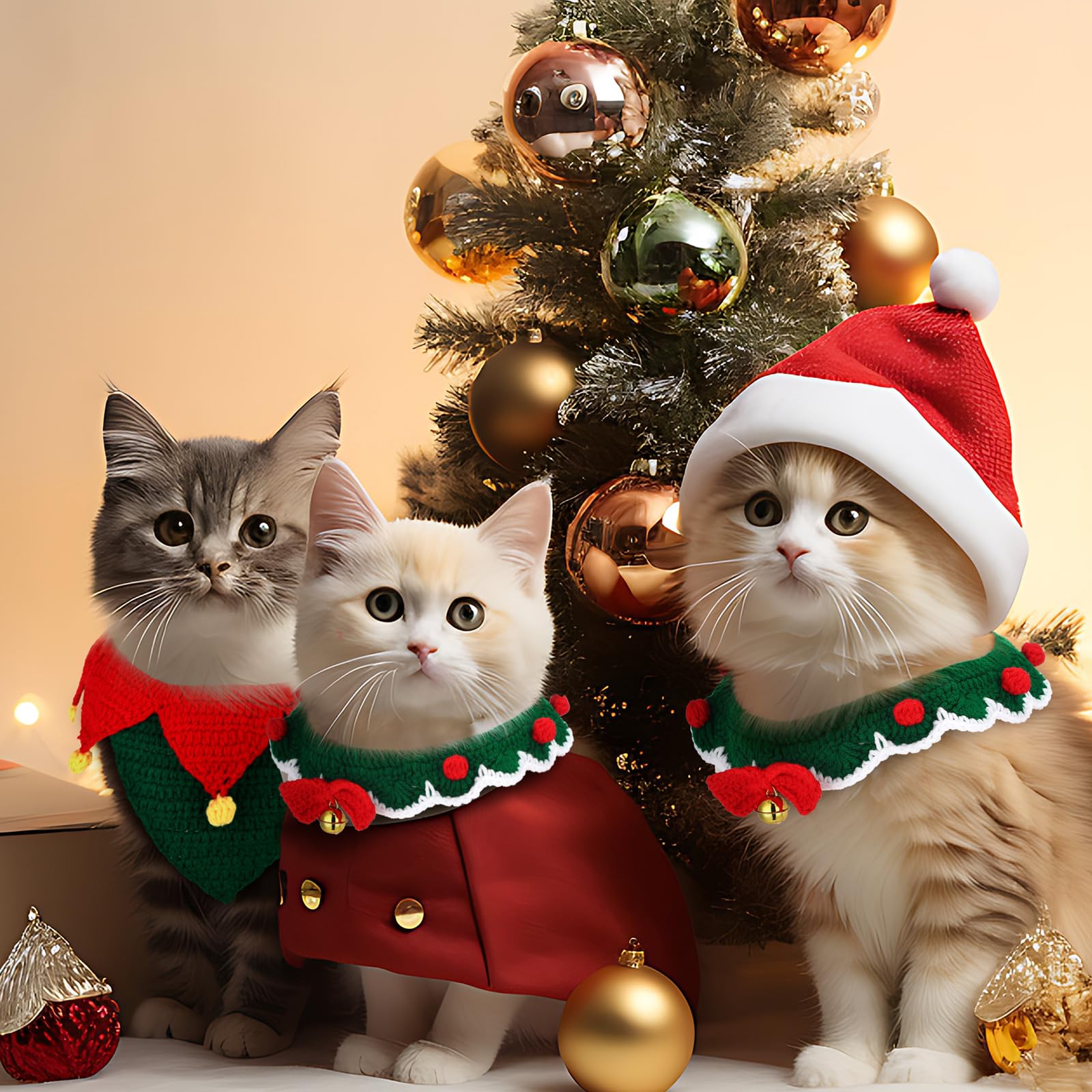 Huhumy christmas-collar-wearable-pets shows a pet wearing the bow tie at home.