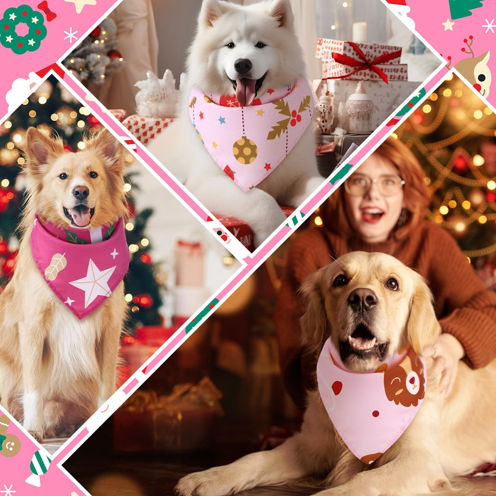 Huhumy Christmas dog bandanas feature snowman, Santa, and reindeer patterns