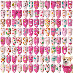 Huhumy Christmas pink triangle dog bandana bulk-pack ready for festive styling