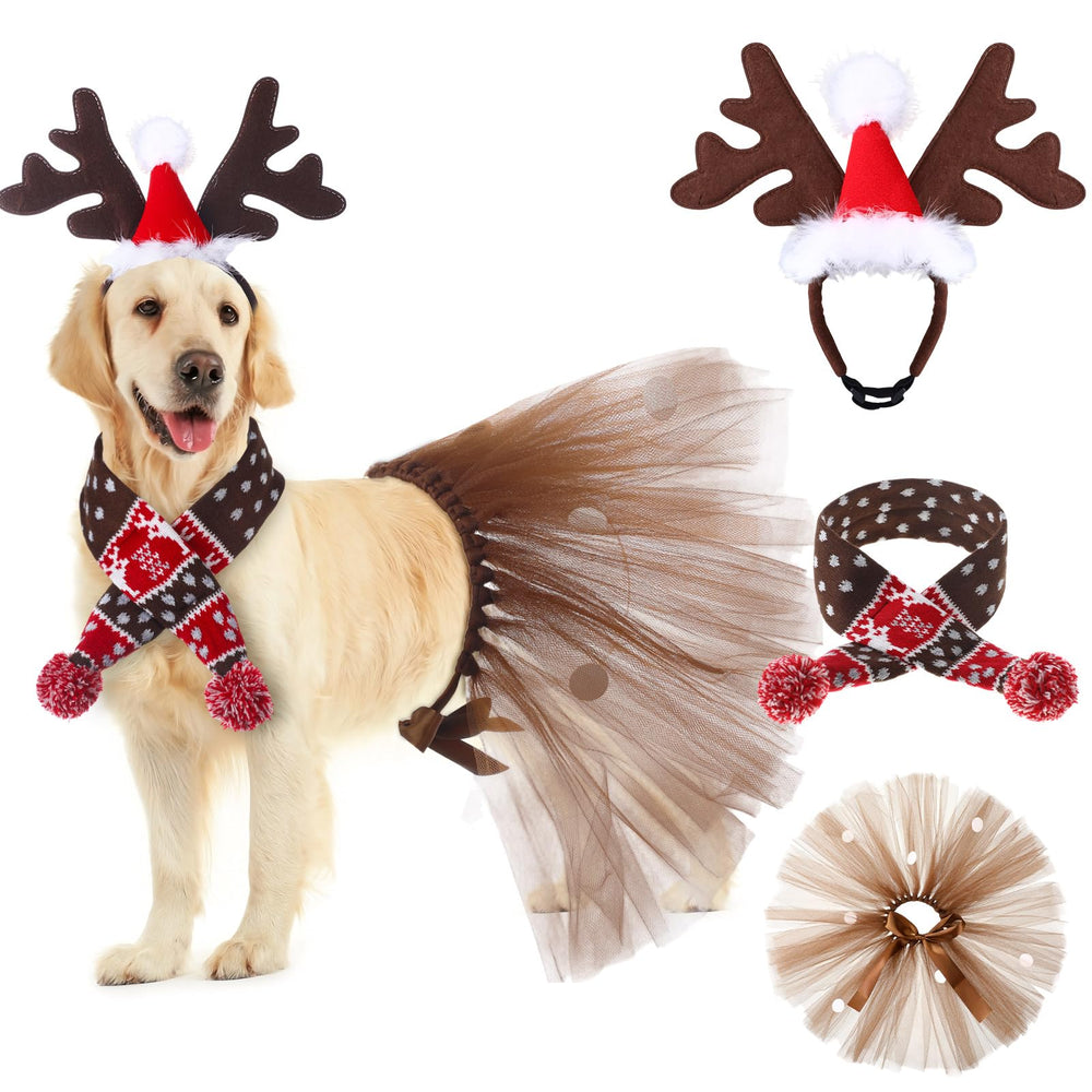 Huhumy Christmas dog costume elk headband adds festive charm for photos.