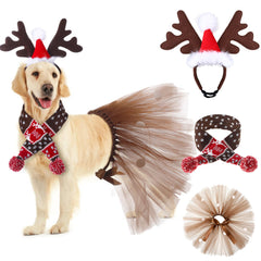 Huhumy Christmas dog costume elk headband adds festive charm for photos.