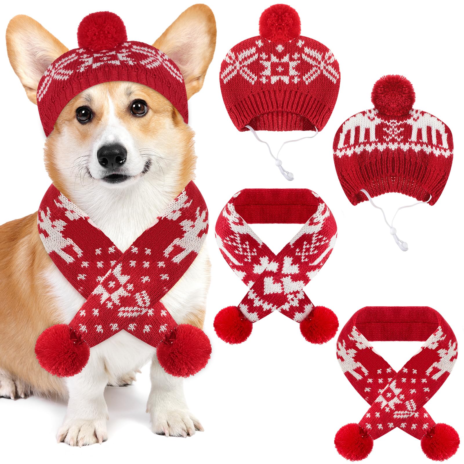 Huhumy Christmas dog hat red on a small pup for festive photo moments