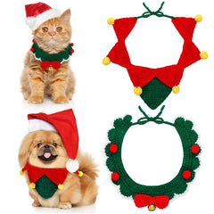Huhumy Christmas pet collars set shown on two pets for festive photo opportunities