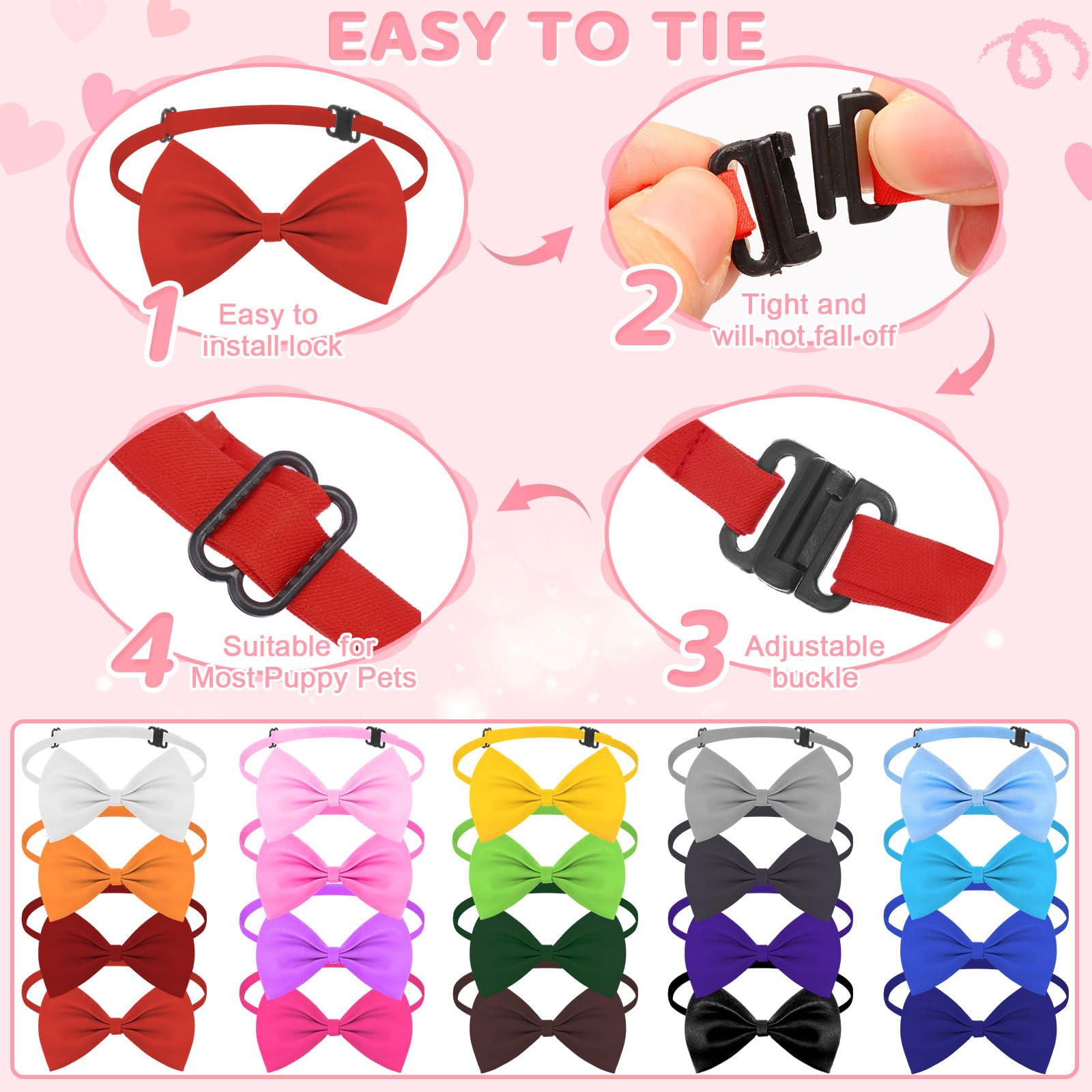 Huhumy dog bow tie adjustable collar close-up for comfortable fit.
