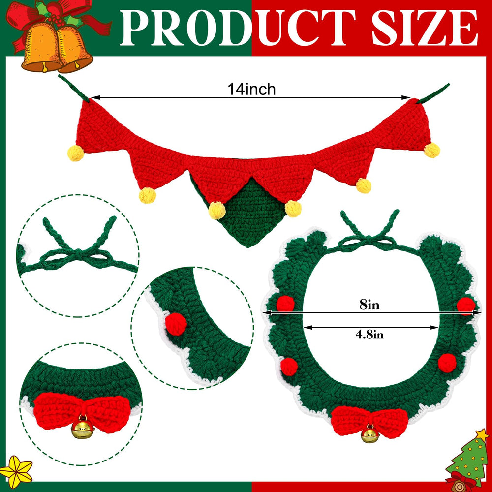 Huhumy knit red green collar with pom poms highlighting plush detail and softness