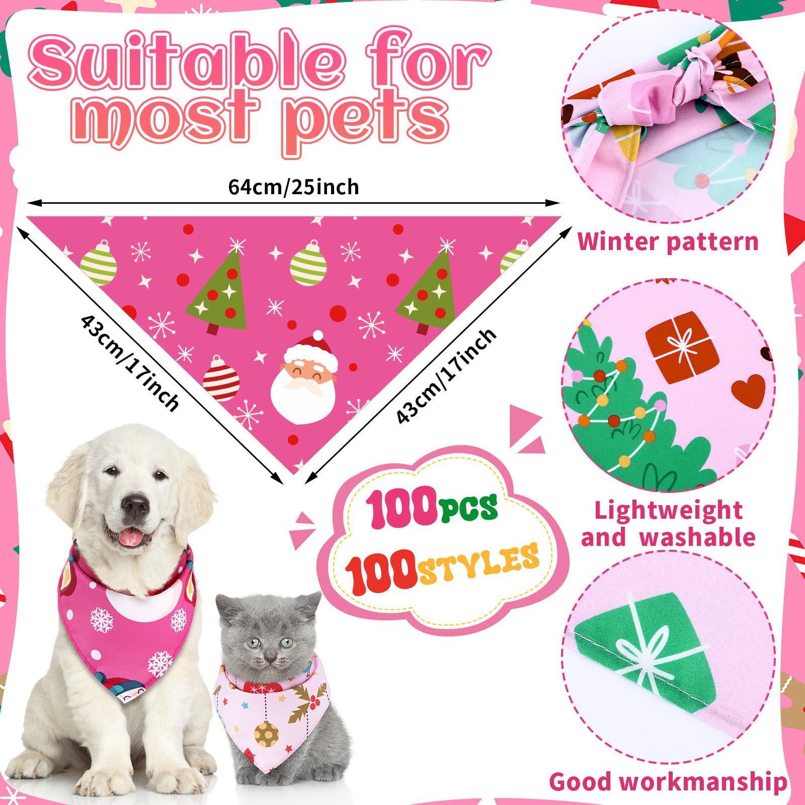 Huhumy pink triangle bandana on a dog for a festive photo-ready look