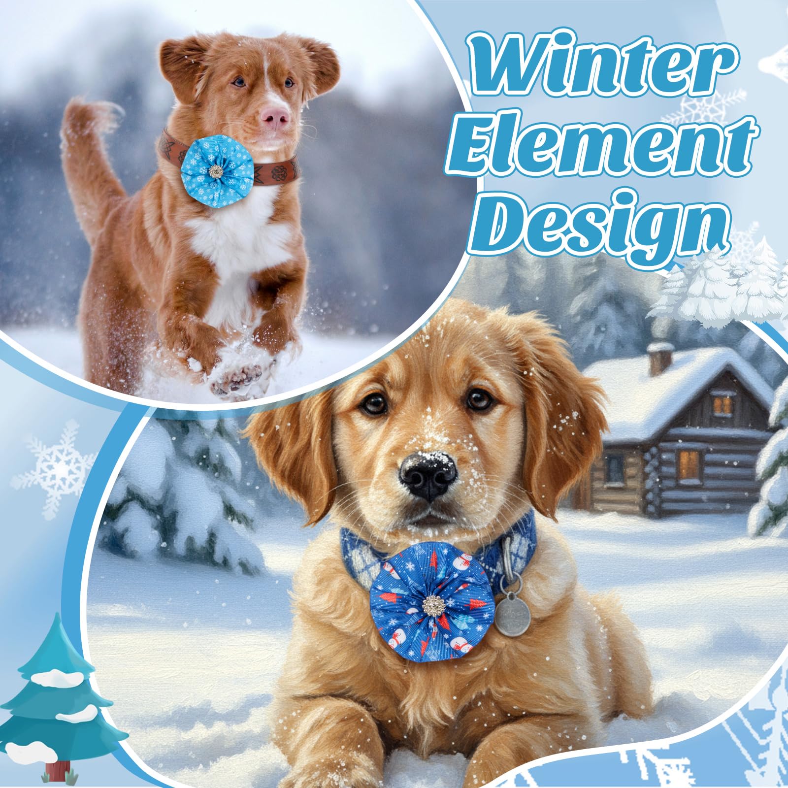 Huhumy pine tree design bow complements festive collars at family events