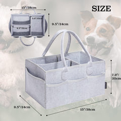 HUHYNN pet grooming tote main compartment organized for towels, sprays, and toys while traveling.