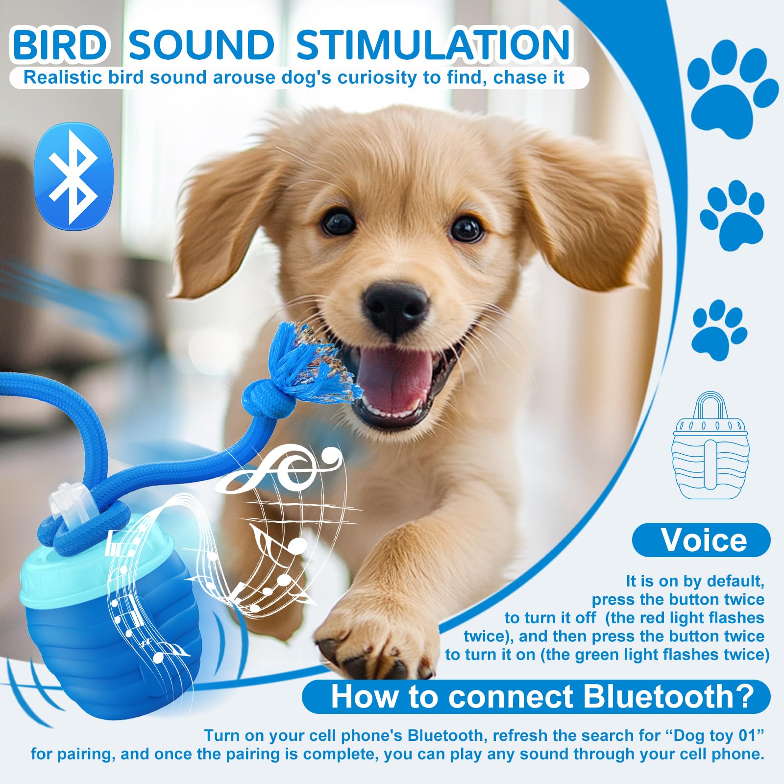 Huimpet dog ball blue Bluetooth pairing for music-on-the-go