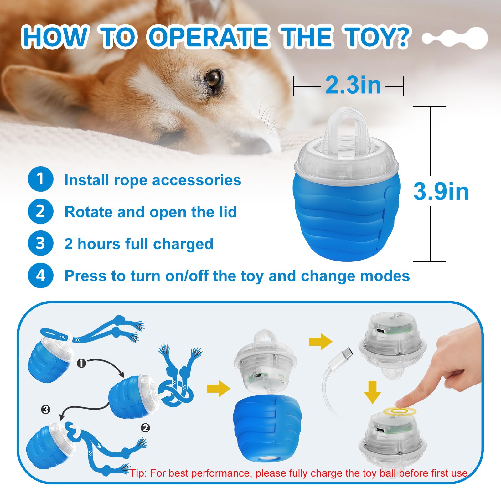 Huimpet interactive ball blue dog-playing scene for boredom relief