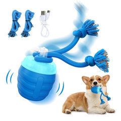 Huimpet interactive dog ball blue front view for active play