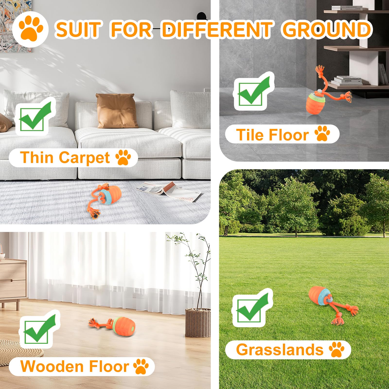 Huimpet interactive dog ball orange blue mode for fast exercise.