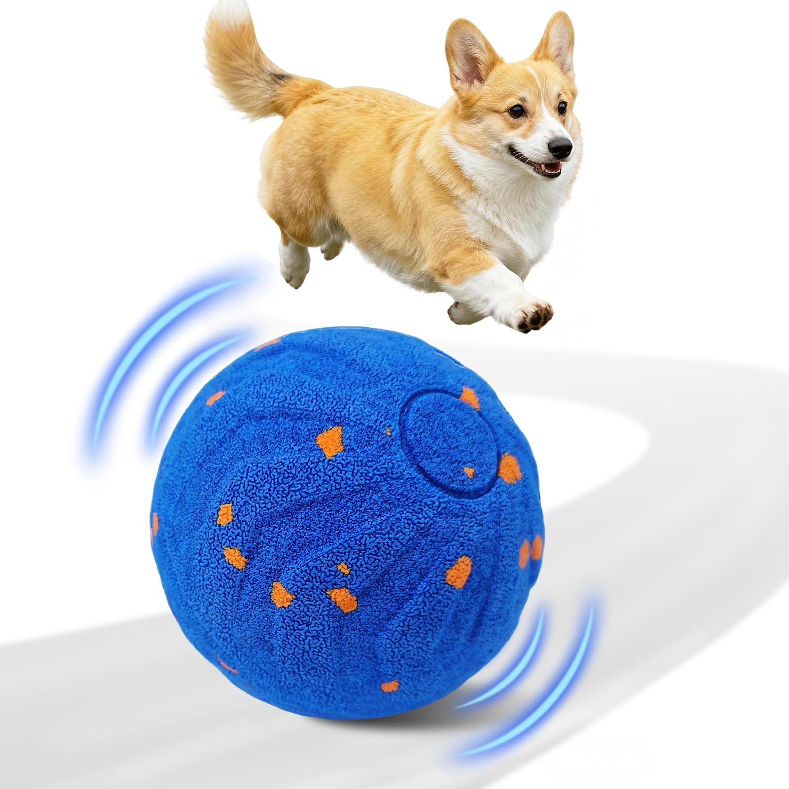 Huimpet Wicked Balls blue front view showing durable interactive toy for dogs