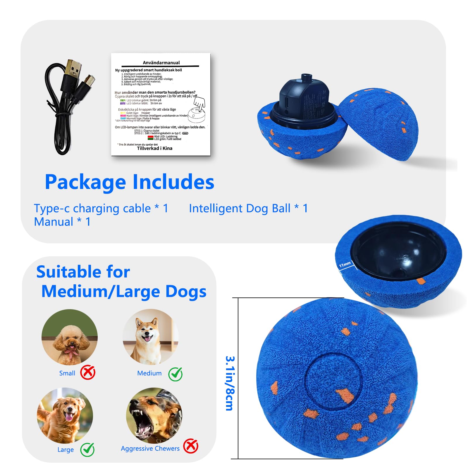 Huimpet Wicked Balls blue USB charging port for convenient recharge