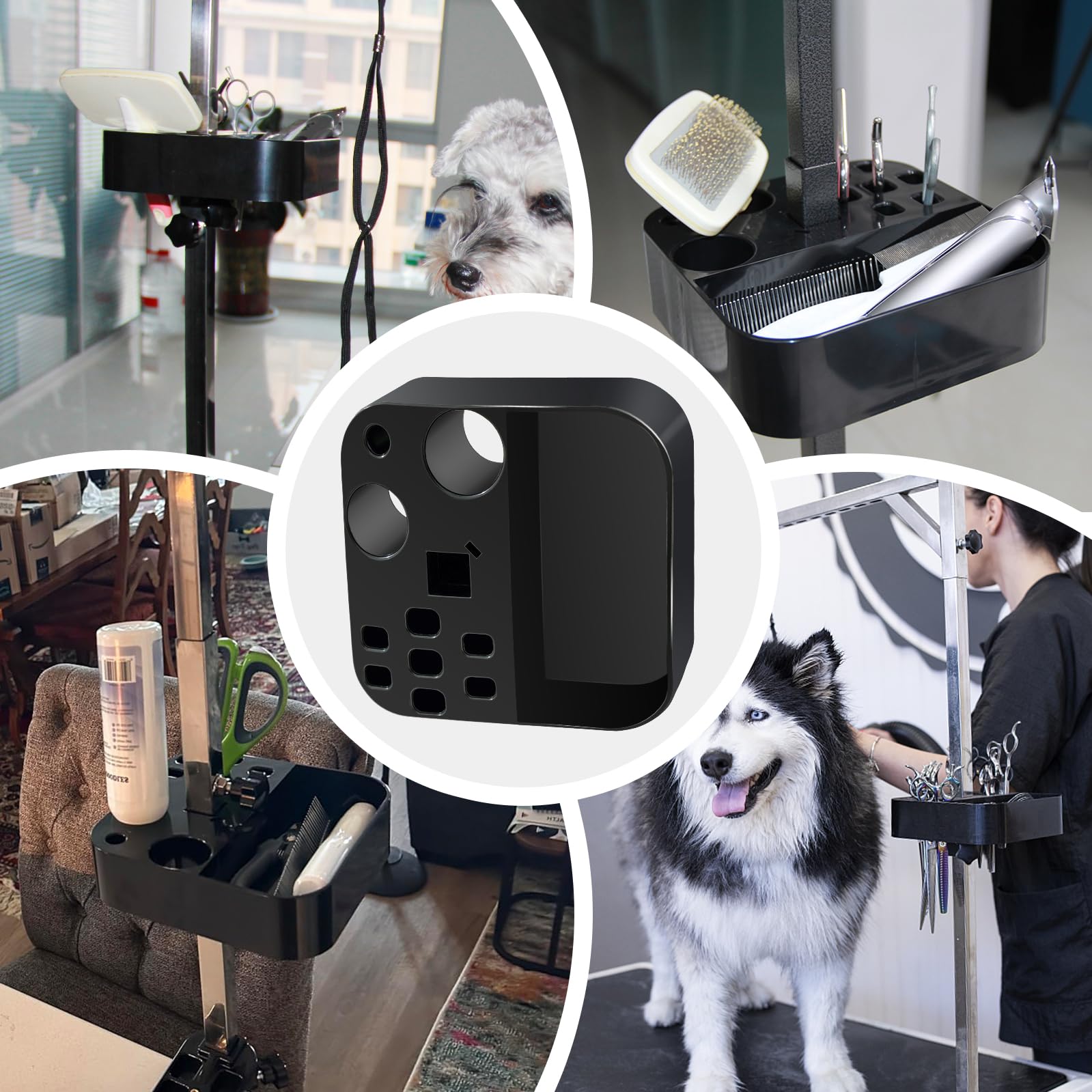 Huioqwe compact-size holder fits on grooming tables for small spaces.