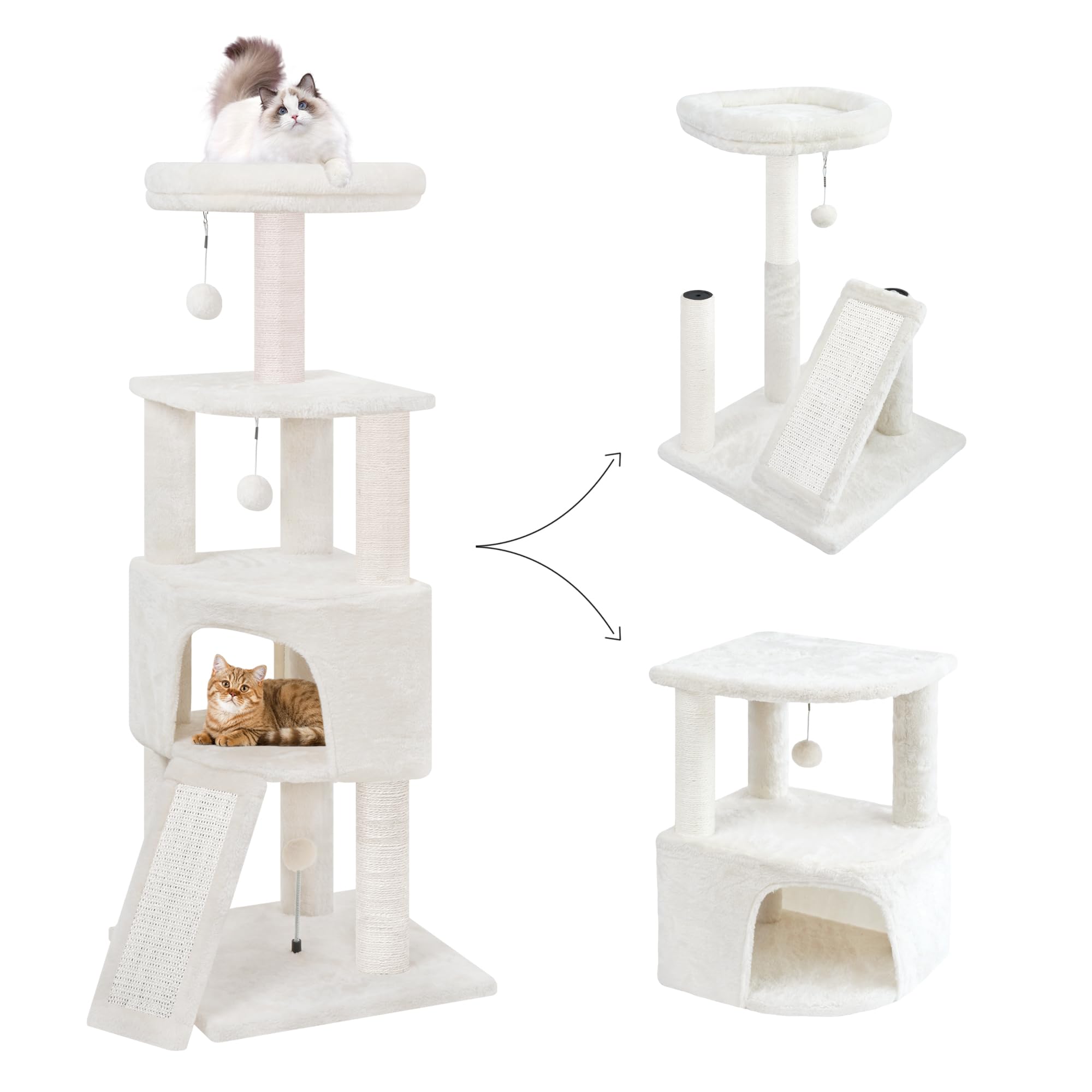 HUITREE 45in cat tree corner-base beige boosts space efficiency and play area.