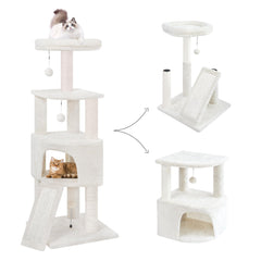 HUITREE 45in cat tree corner-base beige boosts space efficiency and play area.
