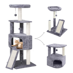 HUITREE 45in cat tree corner design demonstrates space-saving setup for small apartments.