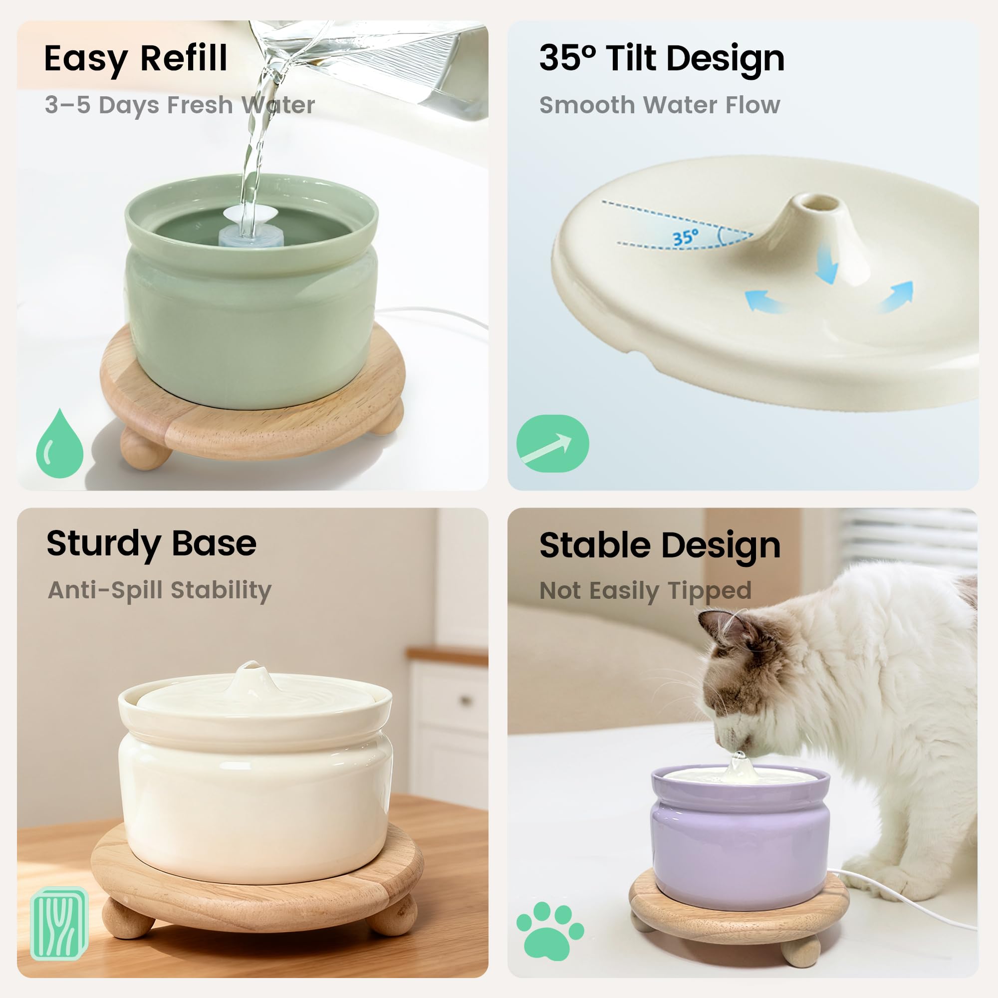 Hululu quiet-pump water fountain runs quietly for peaceful night use.