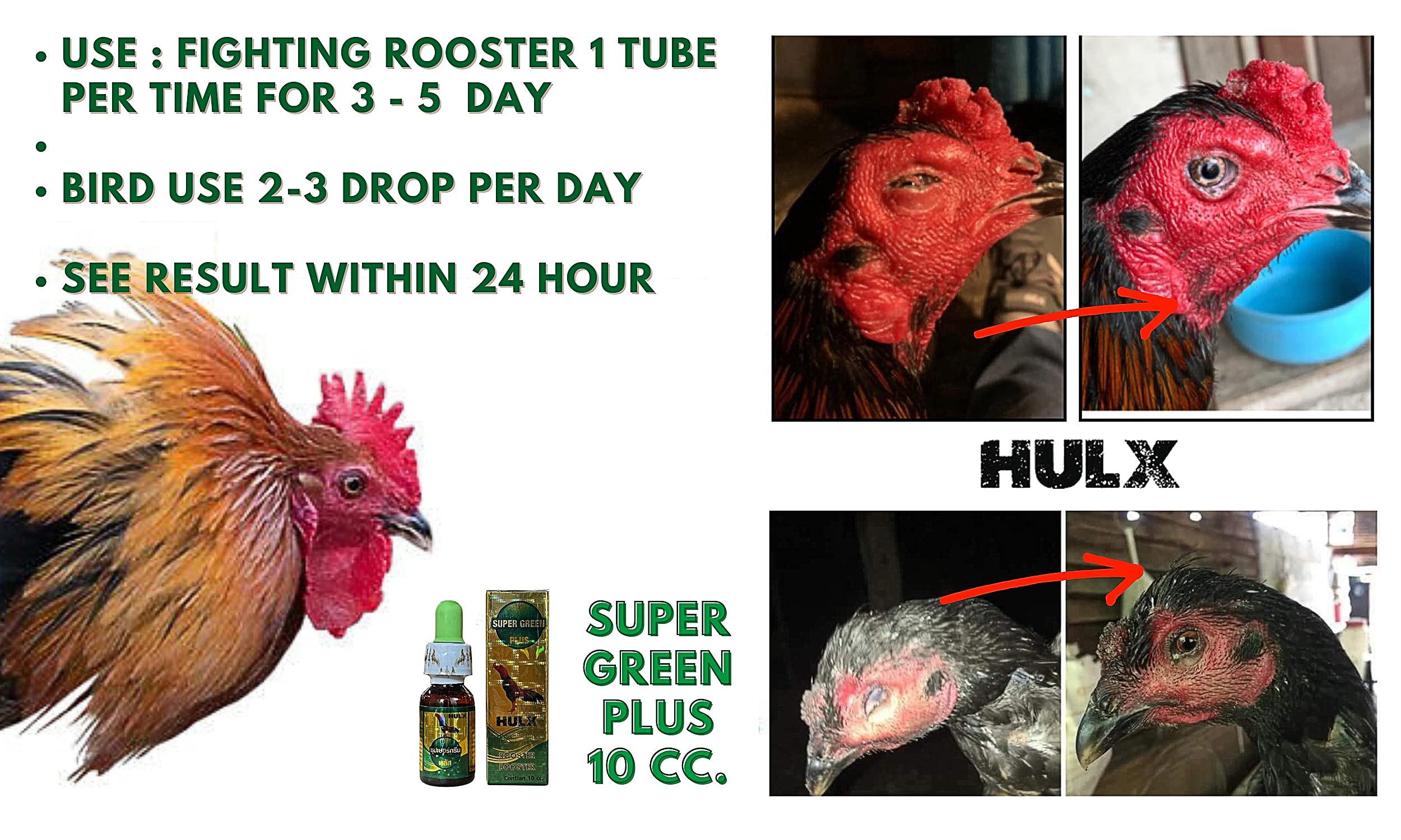 Doser close-up of HULX Super Green 10 CC shows simple daily drops.