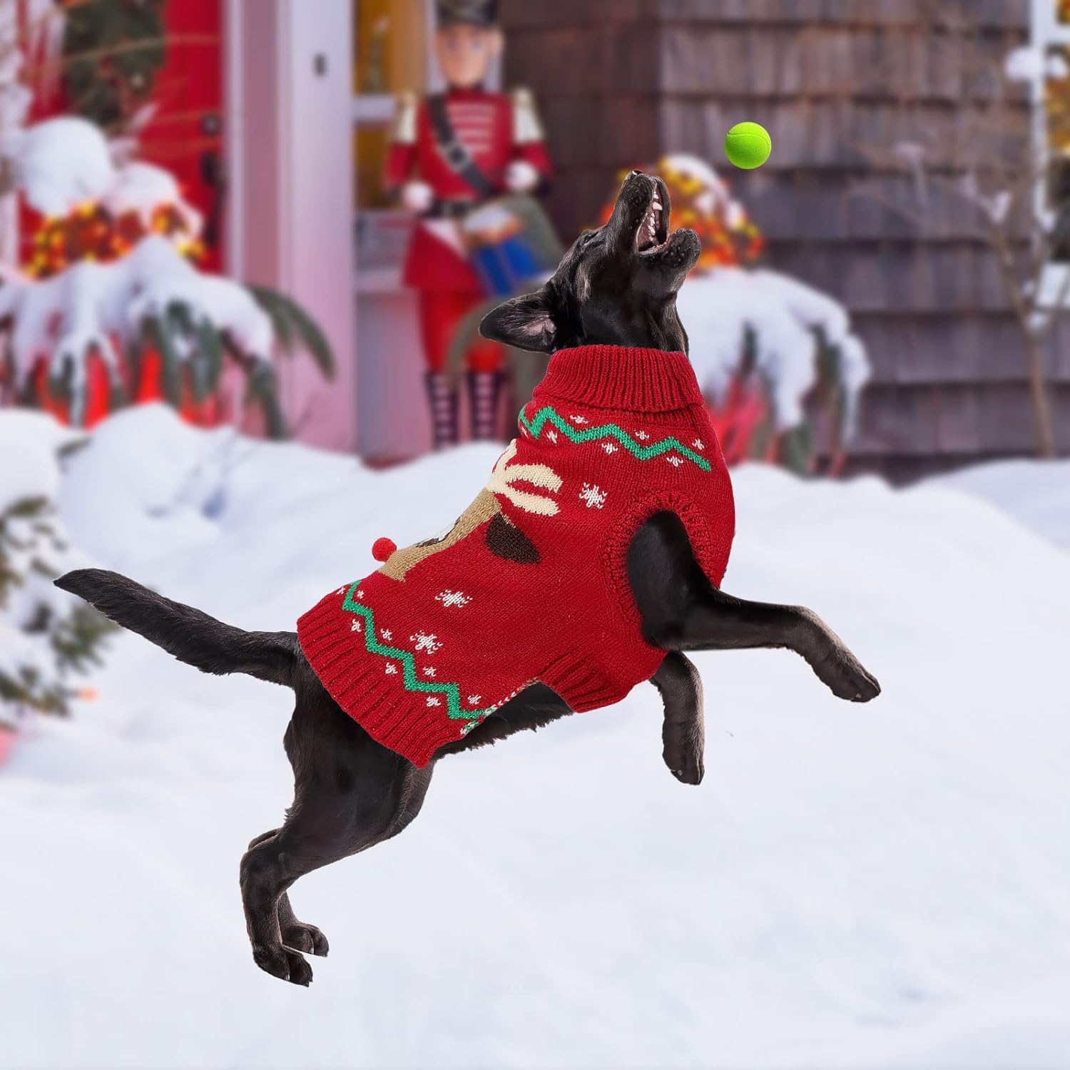 HUMLANJ Christmas dog sweater model-wearing suitable for everyday winter outings