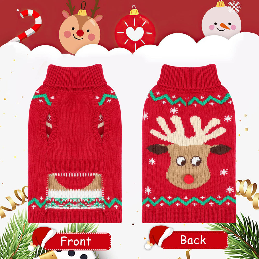HUMLANJ Christmas dog turtleneck reindeer-pattern enhances festive charm for photos and walks.