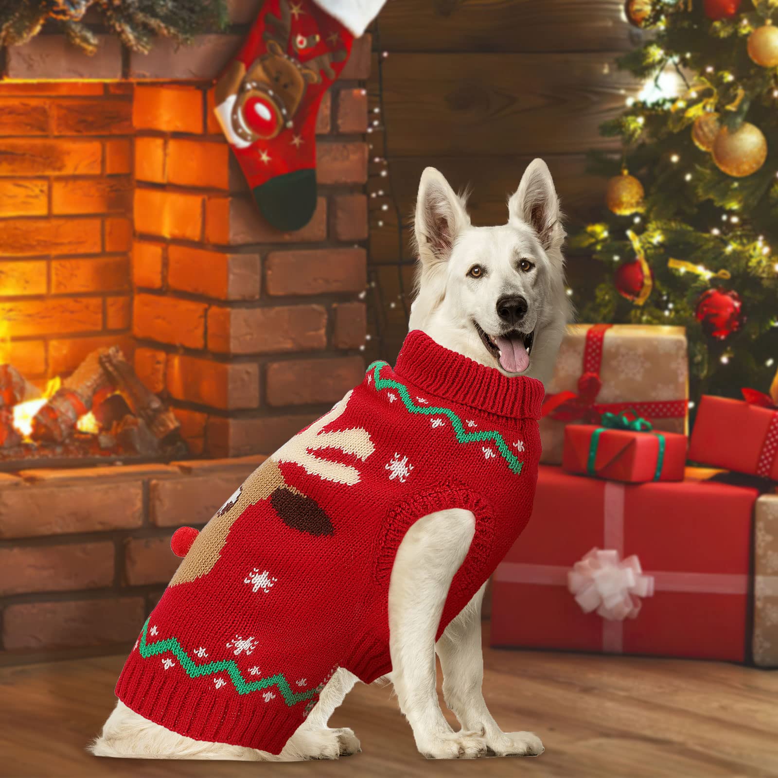HUMLANJ Christmas dog turtleneck size-chart assists choosing a proper fit.