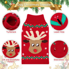 HUMLANJ Christmas dog turtleneck snowflake-pattern adds holiday style with cozy warmth.