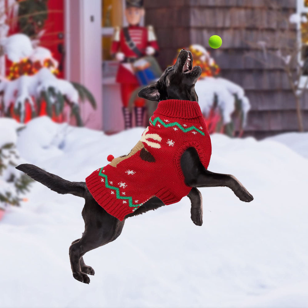 HUMLANJ Christmas dog turtleneck worn by a dog demonstrates holiday-ready style.