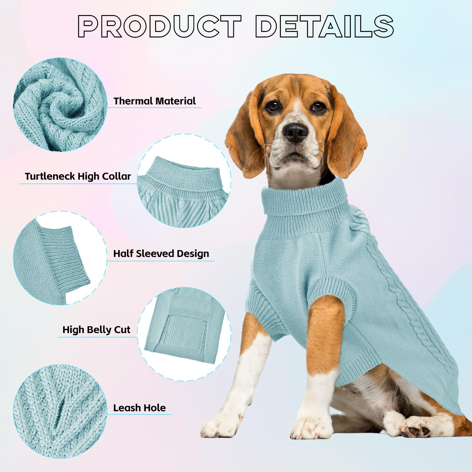 HUMLANJ dog sweater belly cut design for easy potty breaks during walks.