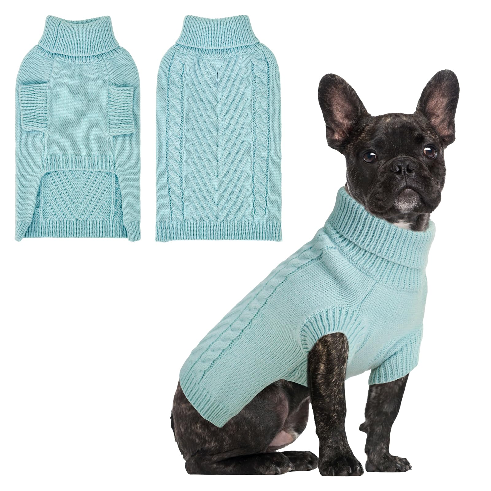 HUMLANJ large dog sweater front closeup highlighting cozy knit texture and warmth.