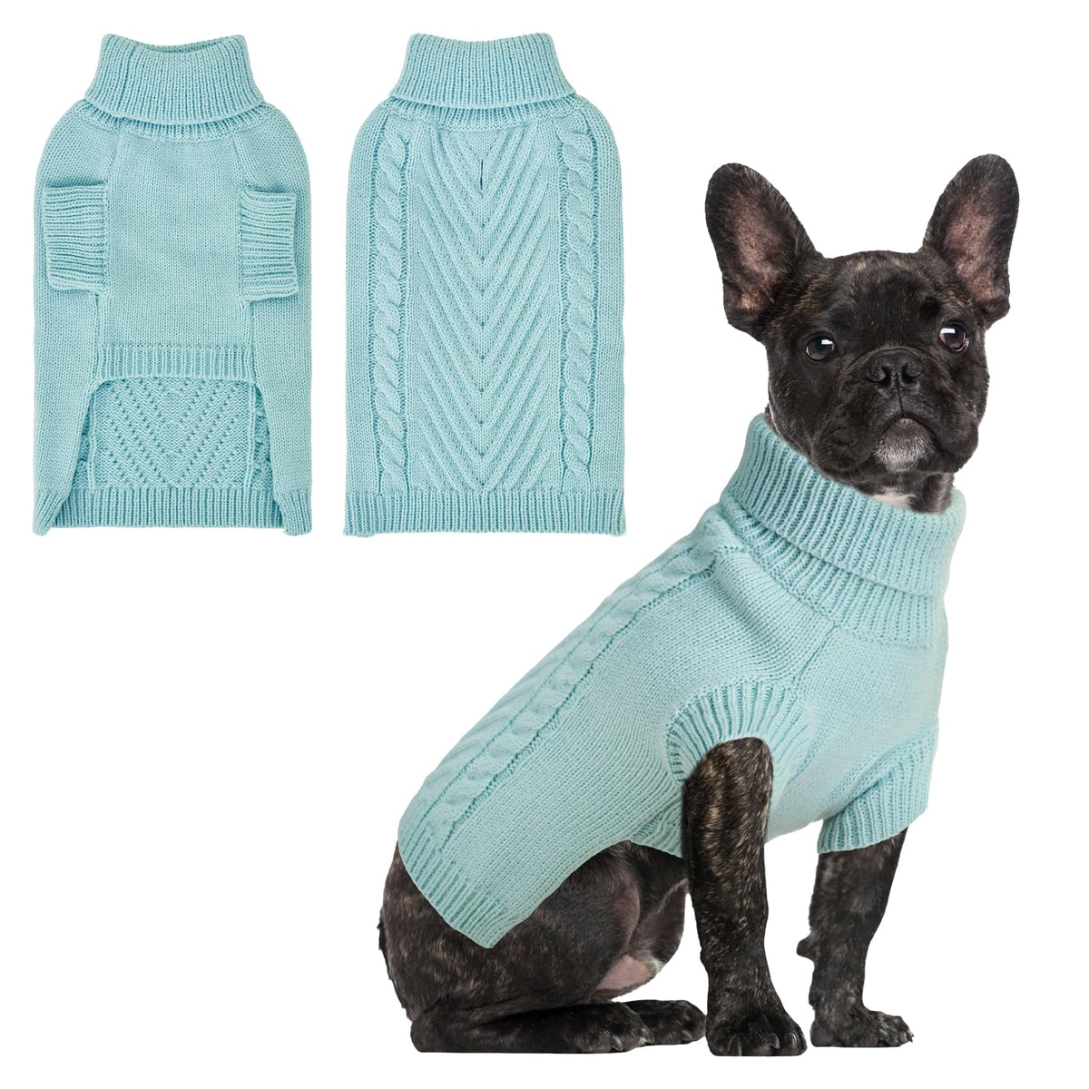 HUMLANJ large dog sweater front closeup highlighting cozy knit texture and warmth.