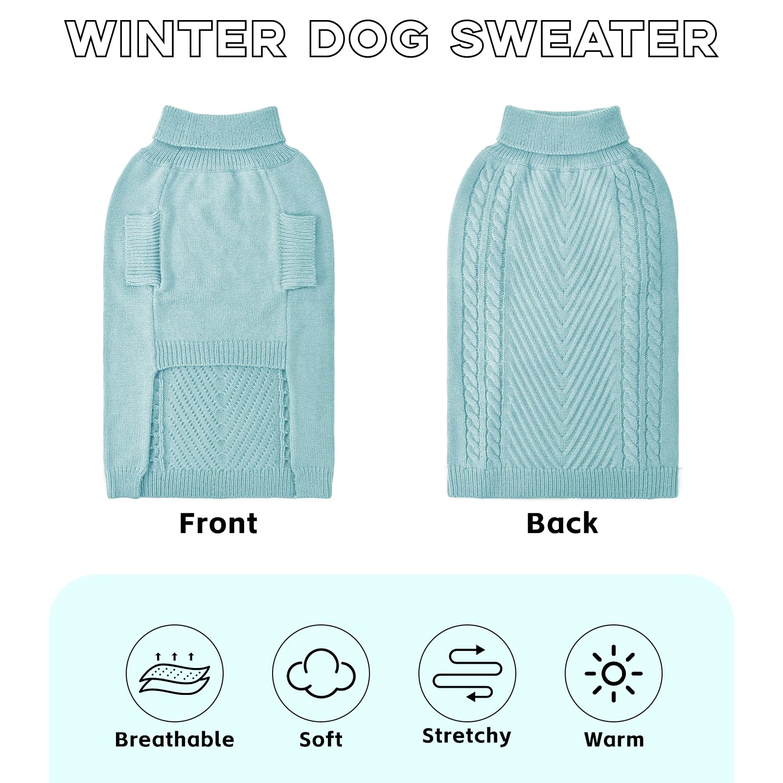 HUMLANJ large dog sweater back with leash hole shows easy walking access.