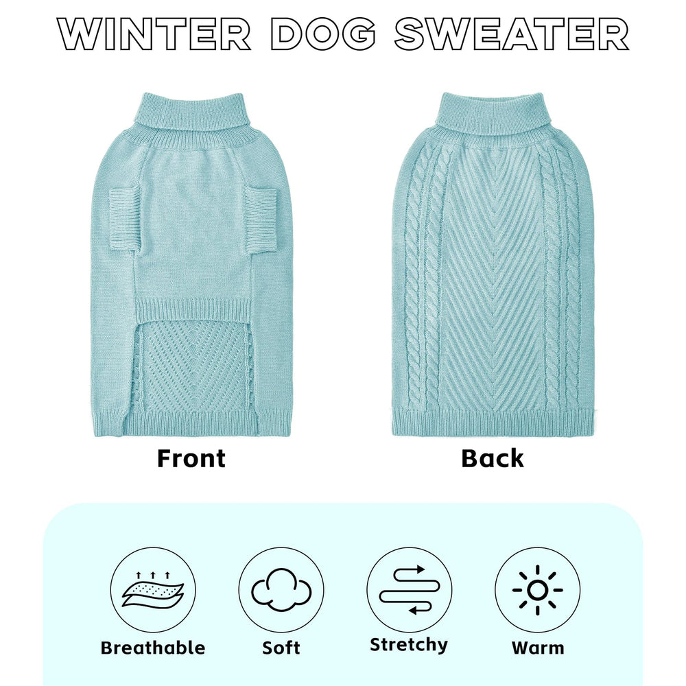 HUMLANJ large dog sweater back with leash hole shows easy walking access.
