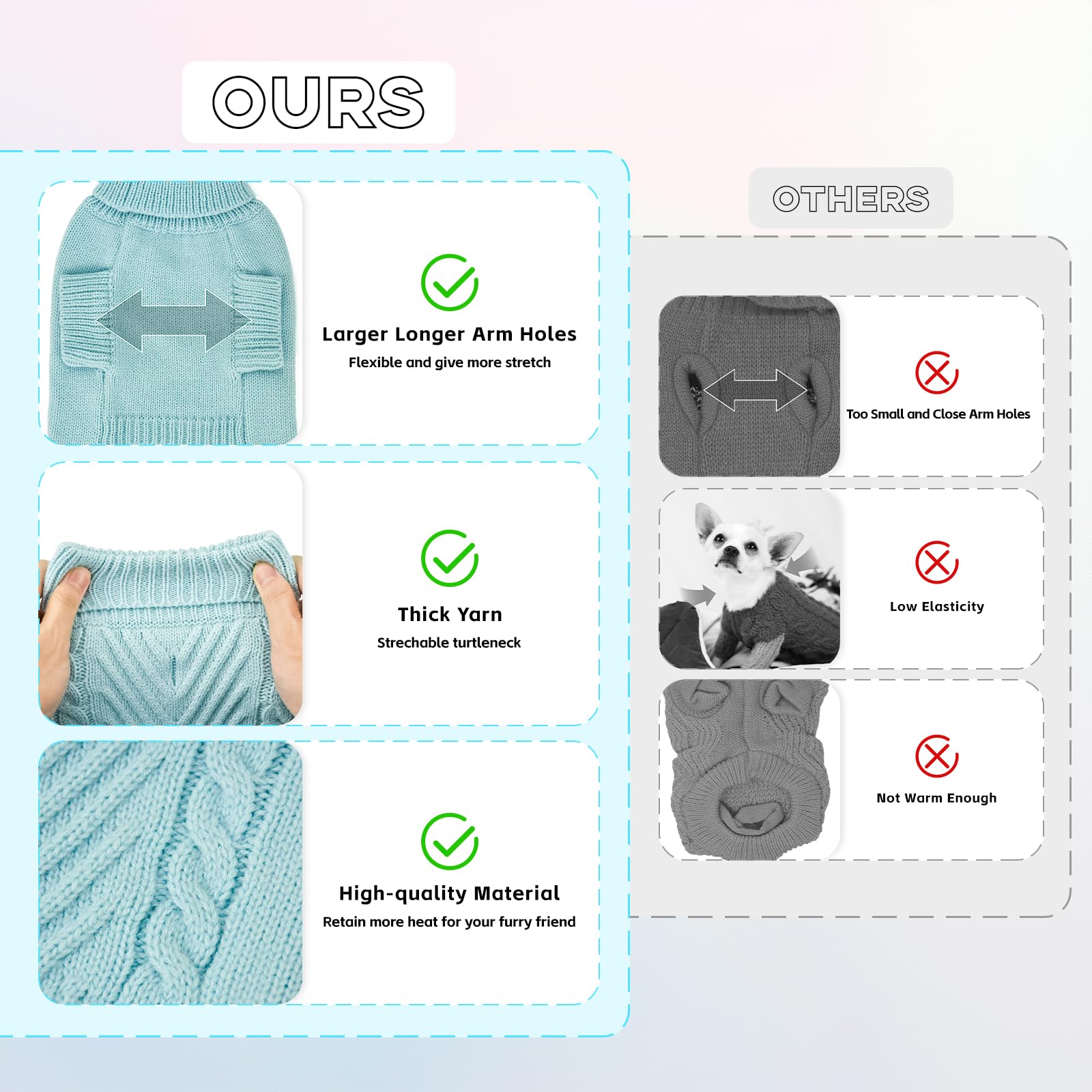 HUMLANJ stretchy knit ensures easy on-off and comfortable fit for various body types.