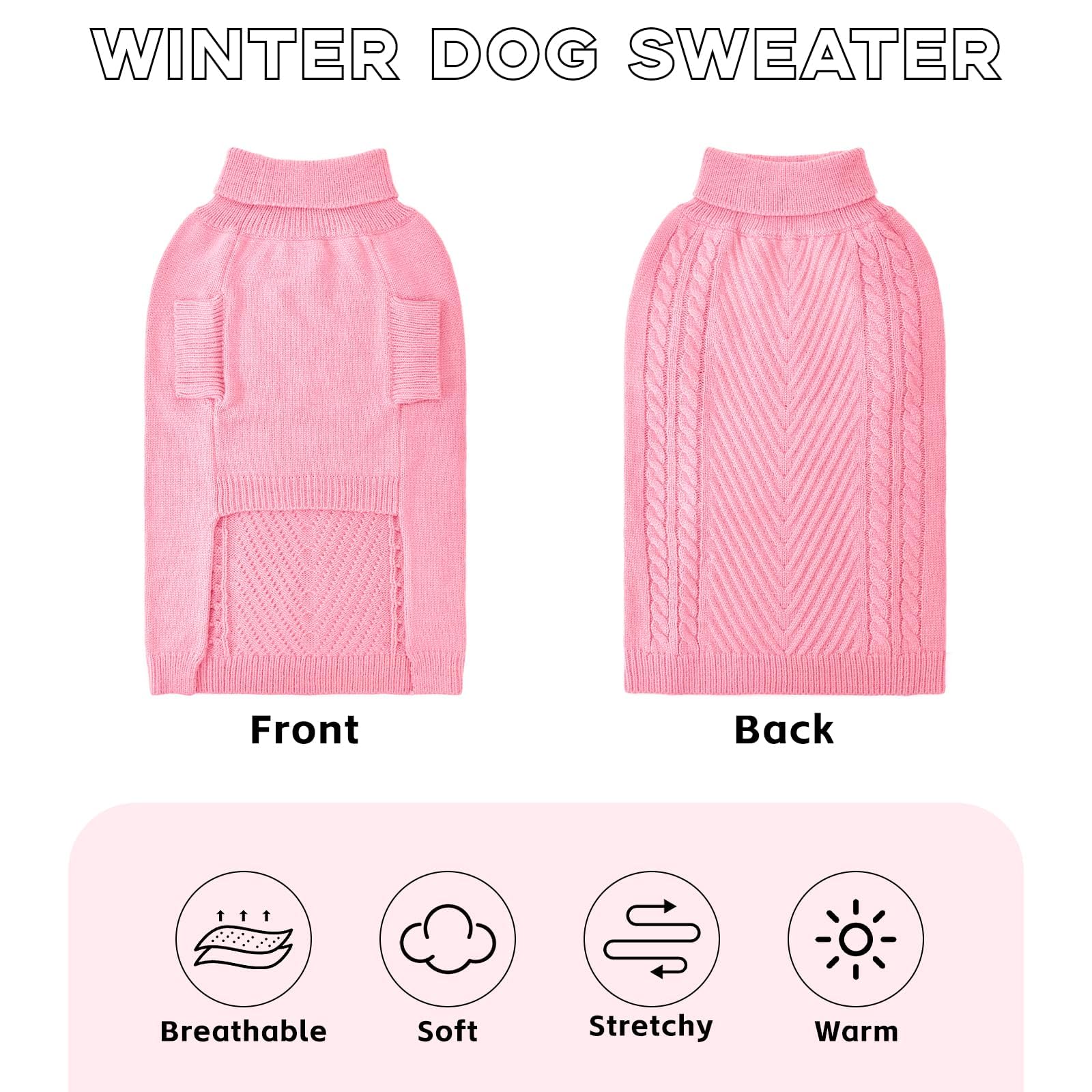 HUMLANJ large dog sweater turtleneck close-up highlights snug neck warmth