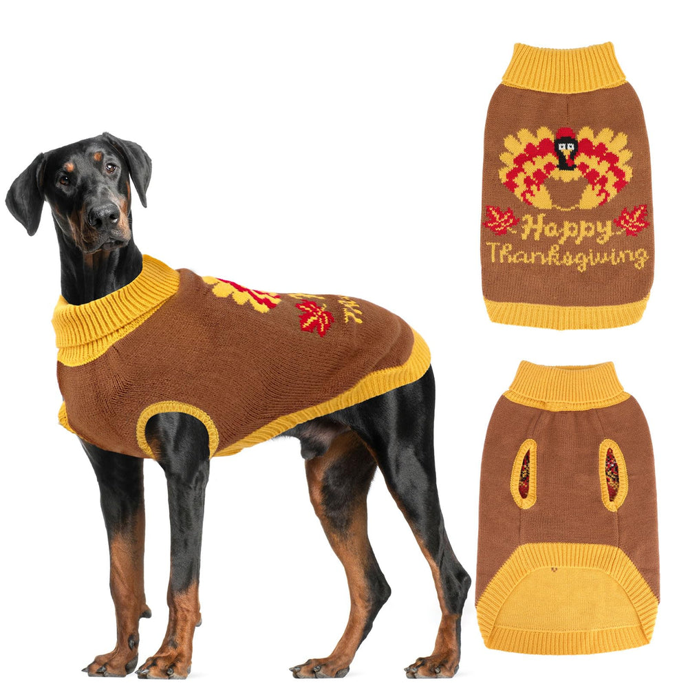 HUMLANJ Thanksgiving knitted dog sweater turkey pattern for festive autumn walks