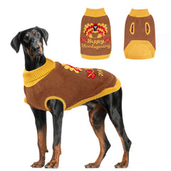HUMLANJ Thanksgiving knitted dog sweater with turkey pattern for festive photos and cozy warmth.